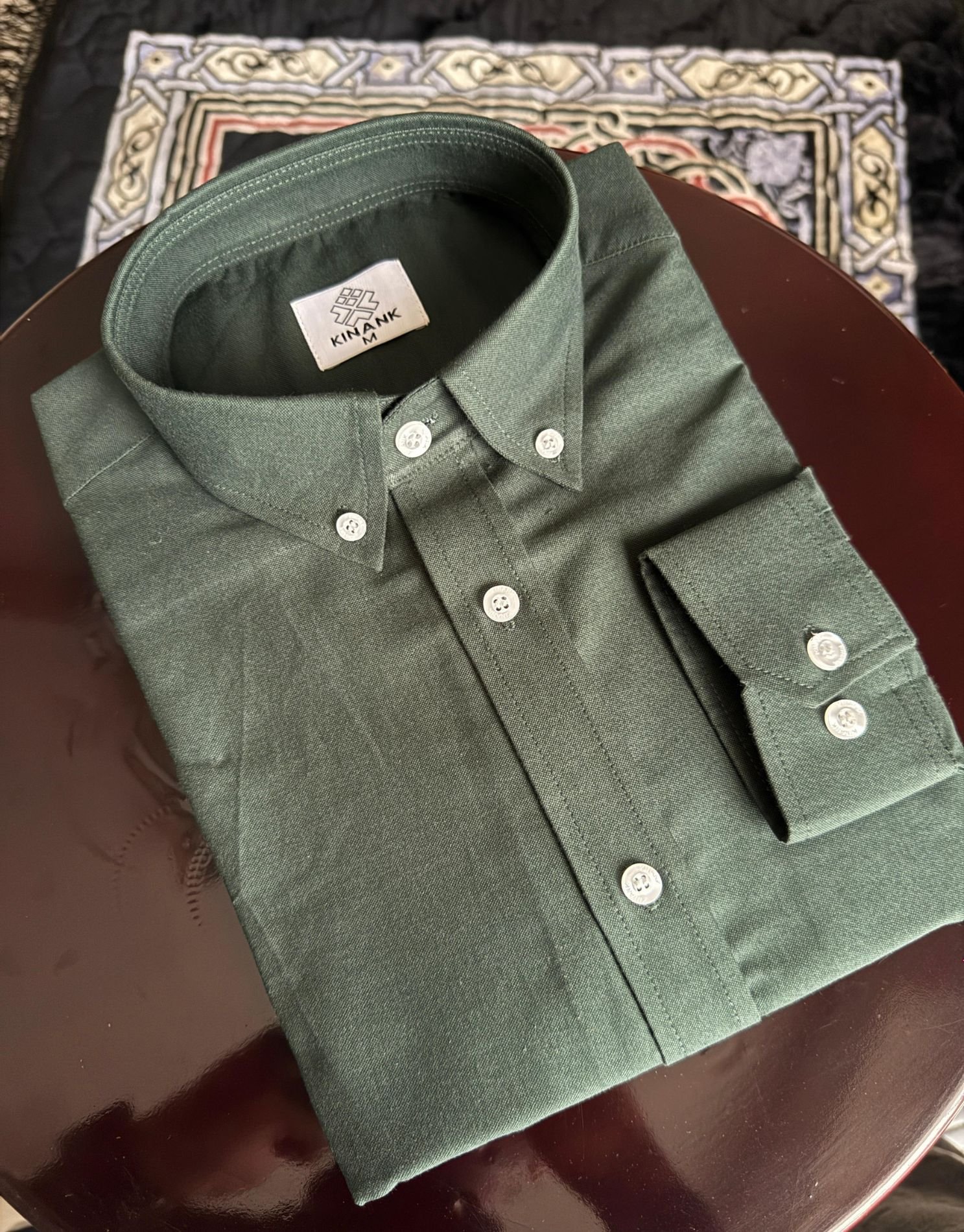Premium Oxford Cotton Shirts for Men Olive Green– Kinank - Image 5