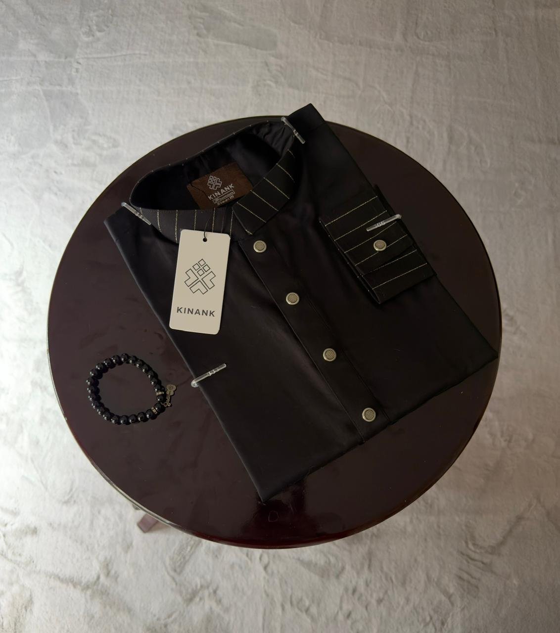 Black Cotton Panjabi by Kinank - Image 3