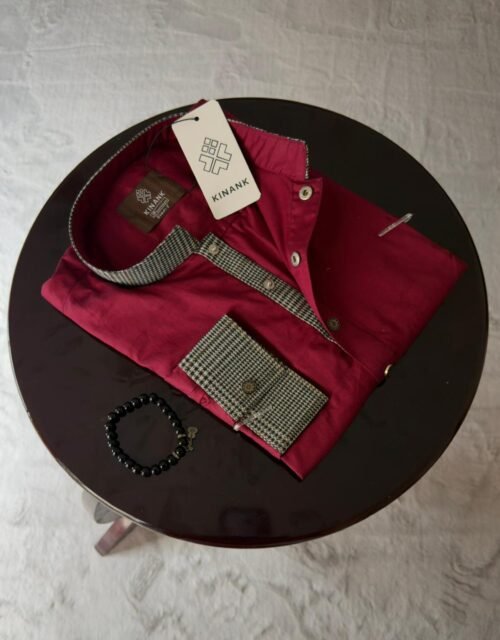 Maroon Cotton Panjabi by Kinank
