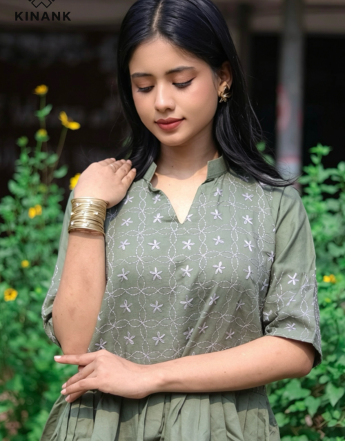 Kinank Embroidered Frock Green