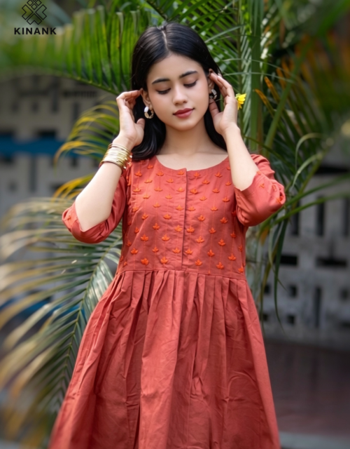 Kinank Embroidered Frock Orange